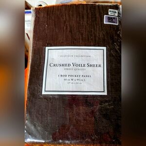 CRUSHED VOILE SHEER CHOCOLATE PANELS 50W X 95L 2INCH ROD POCKET 6INCH BOTTOM NEW